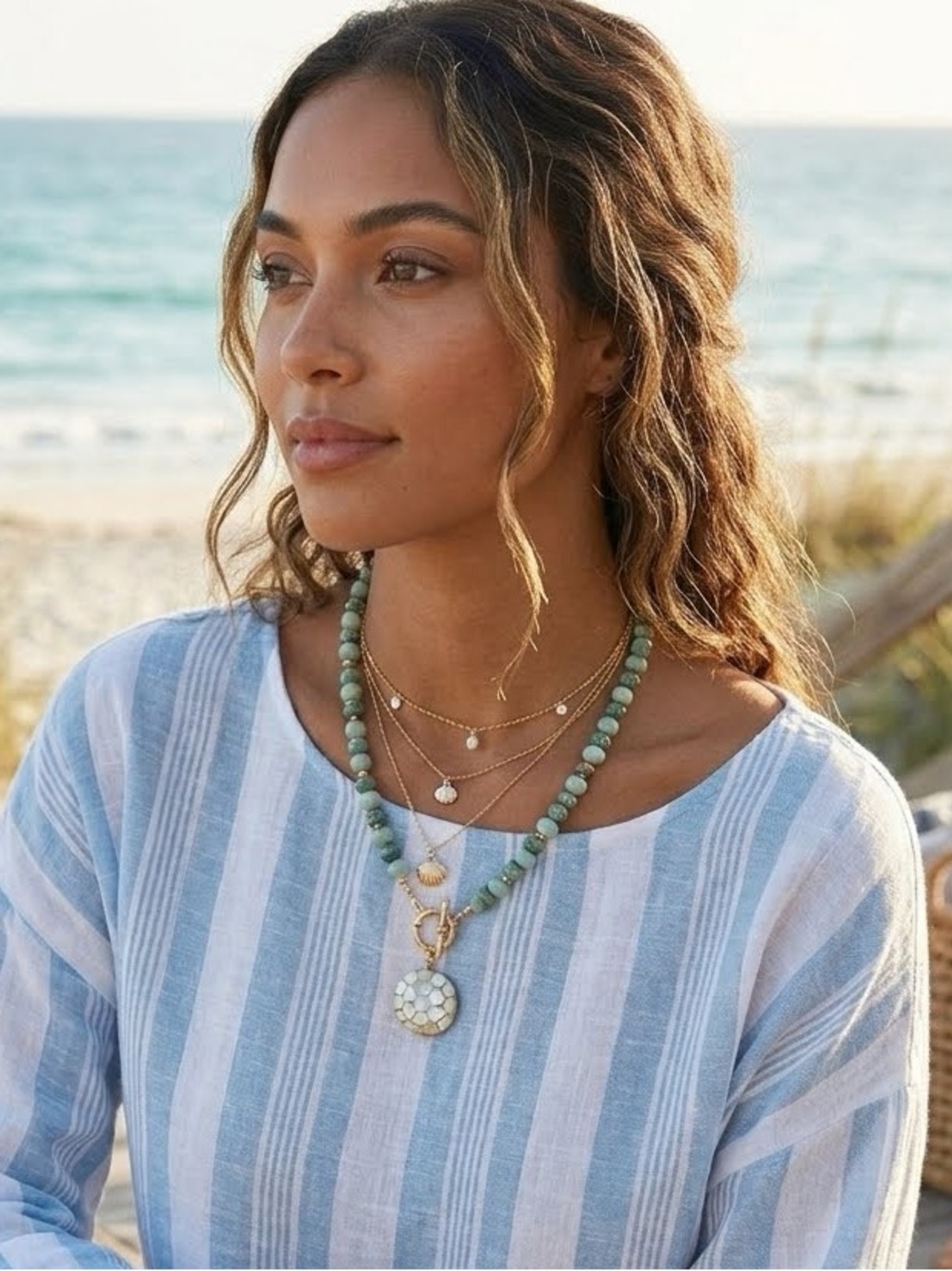 ARTISAN Handmade Earth and Sea Toggle Beaded Necklace - Picture 4 of 4